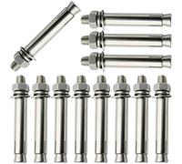 Pernos de tornillo expansión acero inoxidable 12 piezas - Tuerca hexagonal externa Manga Perno fijación Hors resistente(M10*200)