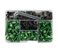 Pernos Kit Sujetador Kit De Tornillos para Carenado Motocicleta 190 Piezas para Yamaha Tracer 9 GT FJR1300 XSR700 900 Super Tenere M5 M6, Tuercas Y Llave Fijación Completo Tuercas(Verde)