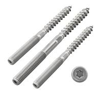 Pernos roscados con accionamiento Torx (TX) | con parte central hexagonal | acero inoxidable A2/V2A | tornillos de doble rosca | pernos de tornillo | tornillo para madera (M8 x 130 mm, 5 unidades)