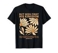 Pero Busca Primero Su Reino Boho Flores Christian Jesus Camiseta