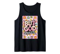 Pero Dios, Lazo Floral Cristiano Rosa, Escritura para niñas Adolescentes Camiseta sin Mangas