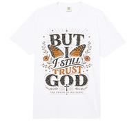 Pero sigo confiando en Dios, Christian Faith Butterfly Floral Comfort Colors Adult Heavyweight T-Shirt