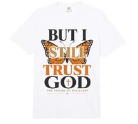 Pero Todavía Confío en Dios Fe Cristiana Mariposa Comfort Colors Adult Heavyweight T-Shirt