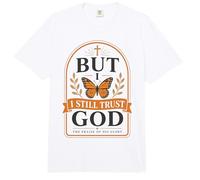 Pero Todavía Confío en Dios Fe Cristiana Mariposa Jesús Comfort Colors Adult Heavyweight T-Shirt