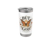 Pero Todavía Confío en Dios Fe Cristiana Mariposa Vaso térmico de acero inoxidable de doble pared