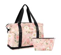 Peronal Item Travel Overnight Carry On Tote and Luggage Port Gym Bag for Hiking Large Capacity - Roses Gold Romantic Roses for Valentine, Roses Gold - Rosas románticas para San Valentín