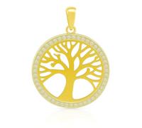 PERORNO Colgante Árbol de la Vida en Oro 18K, Diseño Bicolor con Circonitas, Fabricado en España, Joyería Elegante para Mujer (Colgante Arbol de la Vida Circonitas)