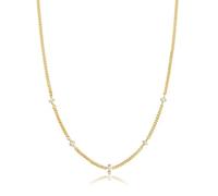 PERORNO Collar de diseño Circonitas de formas geometricas de color blanco y brillo alto, Plata 925 Dorada en Oro Amarillo 14K