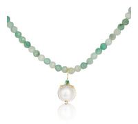 PERORNO Collar de Perla Mabe Australiana con Esmeraldas Redondas talla facetada, y engarzado en Oro Amarillo 18K