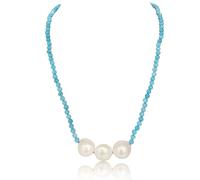 PERORNO Collar de Perlas Cultivadas Barrocas 11-12 mm con Turquesas 5 mm, Cierre de Oro 18K, 45 cm