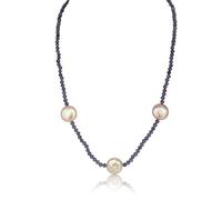 PERORNO Collar de Tanzanita de 3 mm redonda tallada con Perlas Cultivadas, Cierre de Oro 18K, 40 cm, para Mujer