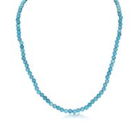 PERORNO Collar de Turquesa Natural, Esferas 4-5 mm, 40 cm, Cierre de Oro Amarillo 18K