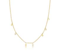 PERORNO collar en Plata Dorada Oro 14K con Circonitas Blancas de Alto Brillo, para mujer, regalo