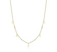 PERORNO Collar Plata Dorada Oro Amarillo 14K engastado en Circonitas color blanco y brillo alto, diseño estilo Gypsy, collar chica, moda joven, regalos chicas, regalo niñas