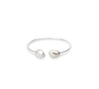 PERORNO Pulsera con dos Perlas Keshi Barrocas de 11mm, en Plata de Ley 925, Pulsera de Perlas para Mujer Ajustable