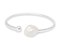 PERORNO Pulsera con Perla Barroca Keshi de 12mm, en Plata de Ley 925, Pulsera de Plata Ajustable