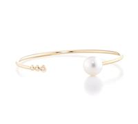 PERORNO Pulsera Perla Cultivada con tamaño 9 a 10 mm de diametro, forma redonda y Oriente alto, fabricada en Plata 925 Chapada en Oro 18K