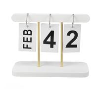Perpetual Daily Flip Calendar for Desk Reusable Office Desktop, Vintage Perpetual Calendar Desk Metal Standing Flip for Home Office Decor (White)
