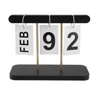Perpetual Daily Flip Calendar for Desk Reusable Office Desktop, Vintage Perpetual Calendar Desk Metal Standing Flip for Home Office Decor (Black)