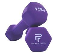 PERPETUAL Mancuernas Disponibles en 0.5KG/1KG/1.5KG/2KG/3KG/4KG/5KG (2 Unidades) y Sets 6/12/16/22/30KG Pesas Ligeras Pequeñas Hexagonales Neopreno Pilates Hombre Mujer Gimnasio en Casa Dumbbell