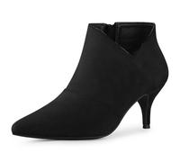 Perphy Botines de tacón bajo con puntera en punta para mujer Negro 38
