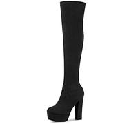 Perphy Women's Platform Block Heel Over The Knee Boots Black US 6.5/UK 4.5/EU 37