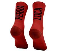 PERRA LOCA. Calcetines RUNNING Antiampollas, antiolores, compresión, acolchados, sin costuras, divertidos de colores originales. (PERRALOCA 46 48 Rojo)