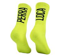 PERRA LOCA. Calcetines RUNNING Antiampollas, antiolores, compresión, acolchados, sin costuras, divertidos de colores originales. (PERRALOCA 34 36 Amarillo)