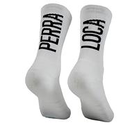 PERRA LOCA. Calcetines RUNNING Antiampollas, antiolores, compresión, acolchados, sin costuras, divertidos de colores originales. (PERRALOCA 40 42 Blanco)