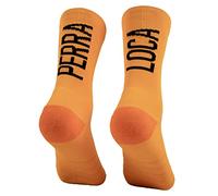 PERRA LOCA. Calcetines RUNNING Antiampollas, antiolores, compresión, acolchados, sin costuras, divertidos de colores originales. (PERRALOCA 34 36 Naranja)