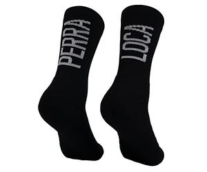 PERRA LOCA. Calcetines RUNNING Antiampollas, antiolores, compresión, acolchados, sin costuras, divertidos de colores originales. (PERRALOCA 34 36 Negro)