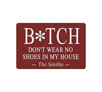 Perra Personalizada, No Uses Zapatos En Mi Casa. Personaliza Tu Nombre Familiar. Felpudo Entrada Limpia Alfombras Lavable A Máquina Alfombra Baño para Exterior Bañera Entradas 40 X 1607Cm