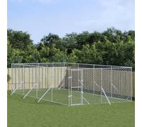 Perrera de Exterior Acero galvanizado Plateado 4x8x2 m, CIADAZ Parque para Perros, Valla Perros, Corralito para Perros, Parque para Perros Cachorros, Corral Perro, Vallado para Perros