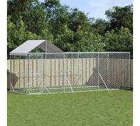 Perrera de Exterior con Techo acero galvanizado Plata 6x2x2,5 m, JUDYY Parque para Perros, Valla Perros, Corralito para Perros, Parque para Perros Cachorros, Corral Perro - 3190467