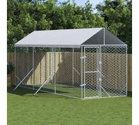 Perrera de Exterior con toldo acero galvanizado Plata 2x6x2,5 m, JUDYY Parque para Perros, Valla Perros, Corralito para Perros, Parque para Perros Cachorros, Corral Perro - 3190483