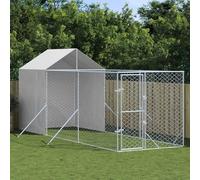 Perrera de Exterior con toldo Acero galvanizado Plata 2x6x2,5 m, Snsowed Parque para Perros, Valla Perros, Corralito para Perros, Parque para Perros Cachorros, Corral Perro - 3190475