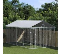 Perrera de Exterior con toldo Acero galvanizado Plata 3x6x2,5 m, Snsowed Parque para Perros, Valla Perros, Corralito para Perros, Parque para Perros Cachorros, Corral Perro - 3190488