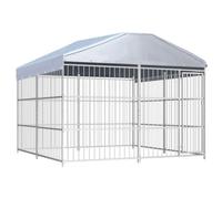 Perrera exterior de metal color Plateado