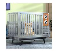 Perrera para Perros Dog Cage For Medium and Large Dogs Pet Indoor with Toilet Separation Fence Home(Silver,Medio)