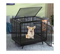 Perrera para Perros Dog Cage For Medium and Large Dogs Pet Indoor with Toilet Separation Fence Home(Negro,Grande)