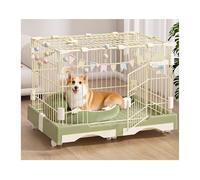 Perrera para Perros Dog Cage with Toilet Separation Household Pet Iron(Green,Pequeño)