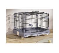 Perrera para Perros Dog Cage with Toilet Separation Household Pet Iron(Grey,Pequeño)
