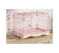 Perrera para Perros Dog Cage with Toilet Separation Household Pet Iron(Pink,Grande)