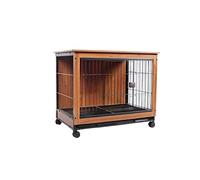 Perrera para Perros Jaula for Perros pequeños y medianos, Villa Interior for, con Sus Propios Rodillos, Libre de moverse(Bruin,Grande)