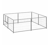 Perrera Plateada 4 m² Acero, LAPOOH Recintos Exteriores para Perros, Perreras para Perros, Catio para Gatos Exterior, Valla para Animales, Casa para Perros Exterior