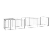 Perrera Plateada 6,05 m² Acero,Casetas y cercados para perros-3082204