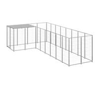 Perrera Plateada 6,05 m² Acero,Casetas y cercados para perros-3082231