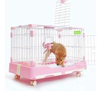Perreras Jaula para Perros Interior Perros pequeños y medianos Valla de una Sola Capa con Inodoro Fácil de Limpiar Casa para Gatos Suministros para Mascotas Regalos (Rosa 82x57x66cm)