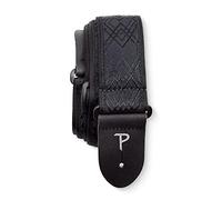 Perri's Leathers - Correas de guitarra jacquard, de 39 a 58 pulgadas, diamantes de satén negro, longitud ajustable, extremos de cuero, antideslizantes y duraderas, correa para guitarra eléctrica, bajo