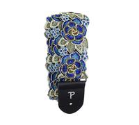 Perri's Leathers Ltd. - Correa de guitarra con lazo floral 3D azul - Longitud ajustable - Para guitarras eléctricas, acústicas y bajos - Azul y verde - Hecho en Canadá